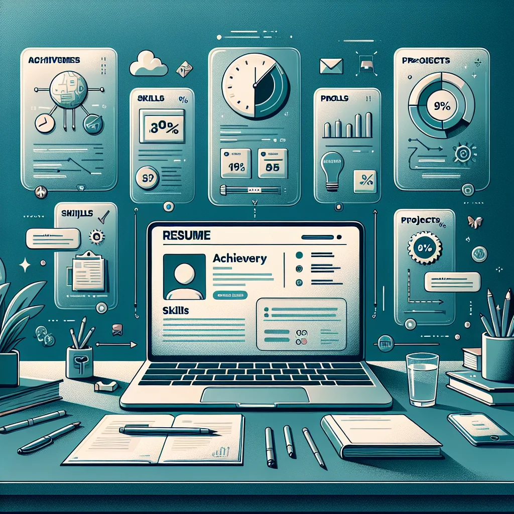 Hero illustration showing an EdTech product manager resume workflow with headlines, summaries, and metrics to attract recruiters.