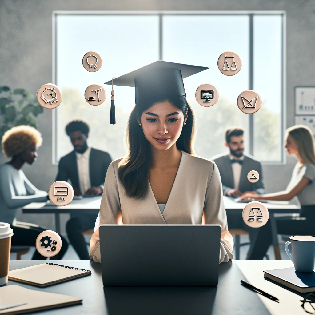 Student writing resume for first job in a variety of career fields like law, medicine, and tech