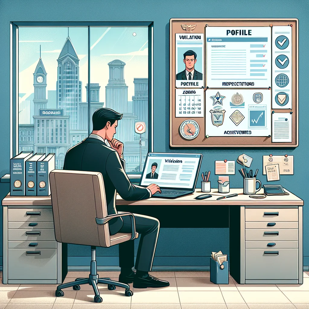 A professional reviewing a code enforcement officer resume alongside city codes and inspection checklists