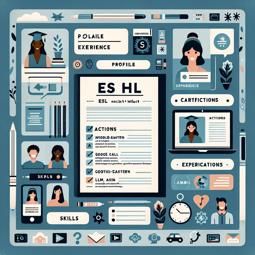 Sample ESL instructor resume layout showing headline, summary, and achievement bullets