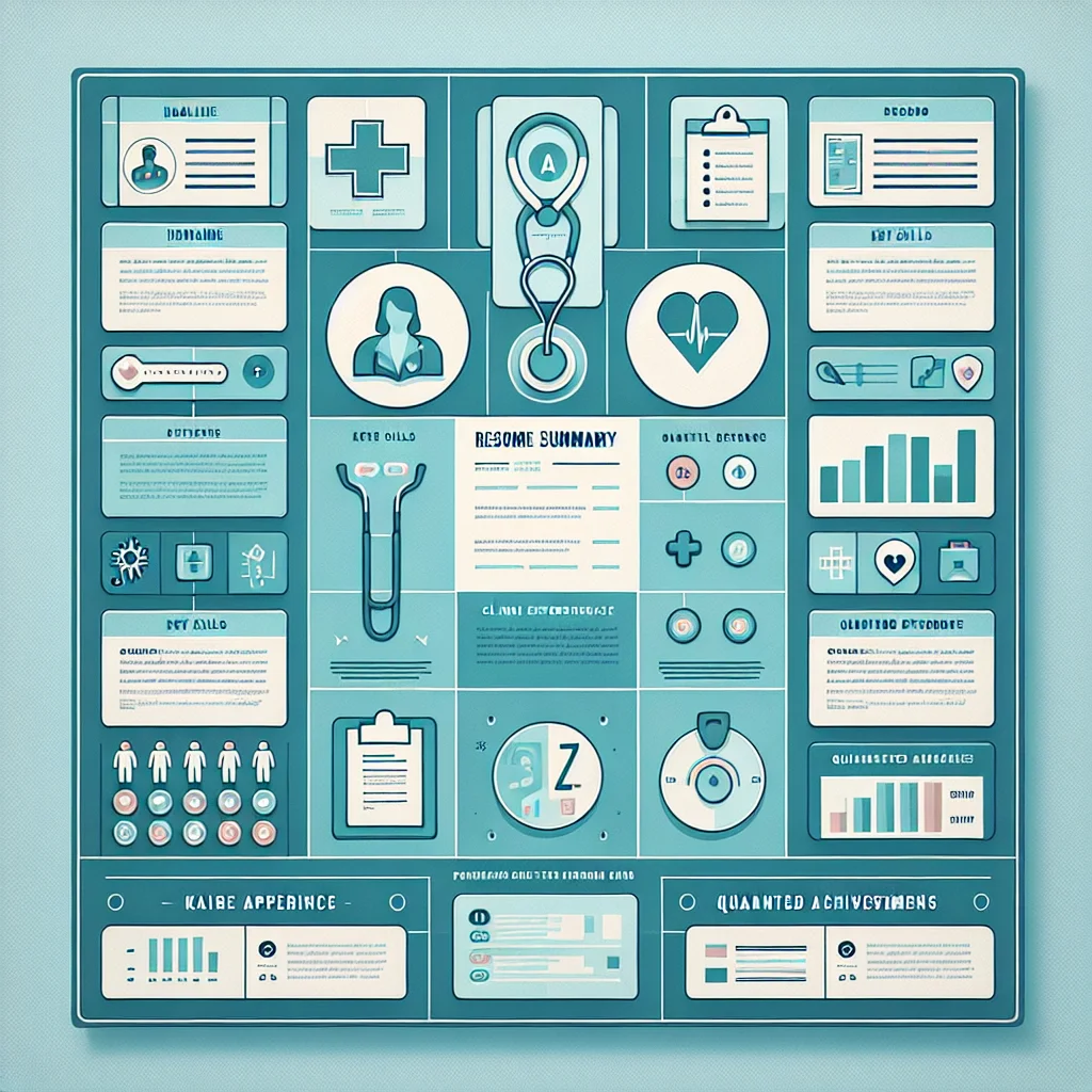 Infographic showing a strong physician assistant resume layout with headline, summary, experience, and quantified achievements